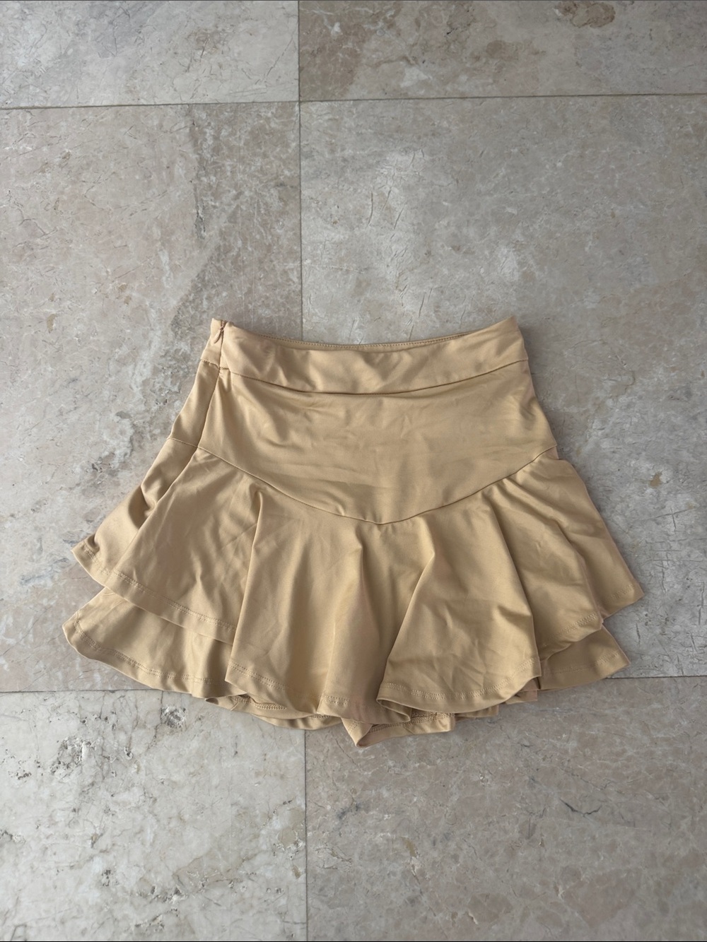 Beige Ruffle Athletic Skort